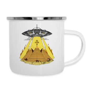 Ausländische Entführungs-ägyptische Pyramiden UFO Anunnaki - Emaille-Tasse - Weiß - Rechts