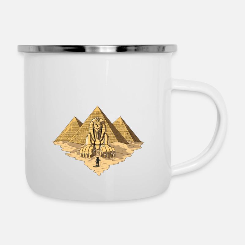 Pyramides égyptiennes Sphinx Géométrie sacrée antique - Tasse émaillée - blanc