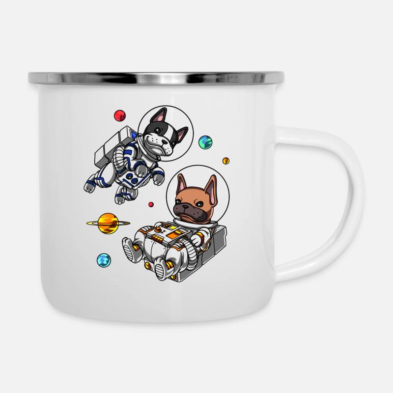 Bouledogue français astronaute espace chiens - Tasse émaillée - blanc