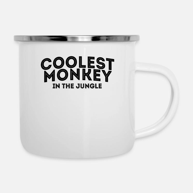Cooler Affe - Emaille-Tasse - Weiß