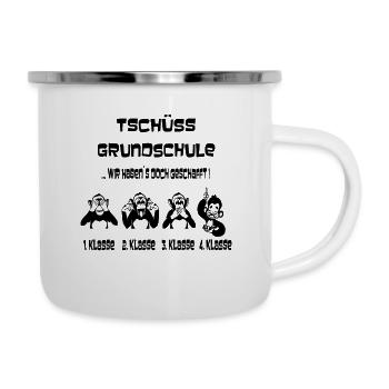 Tschüss Grundschule schwarz 1-4 Klasse Schule Fun - Emaille-Tasse - Weiß - Rechts