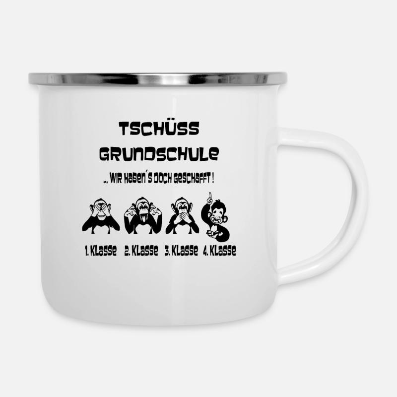 Tschüss Grundschule schwarz 1-4 Klasse Schule Fun - Emaille-Tasse - Weiß