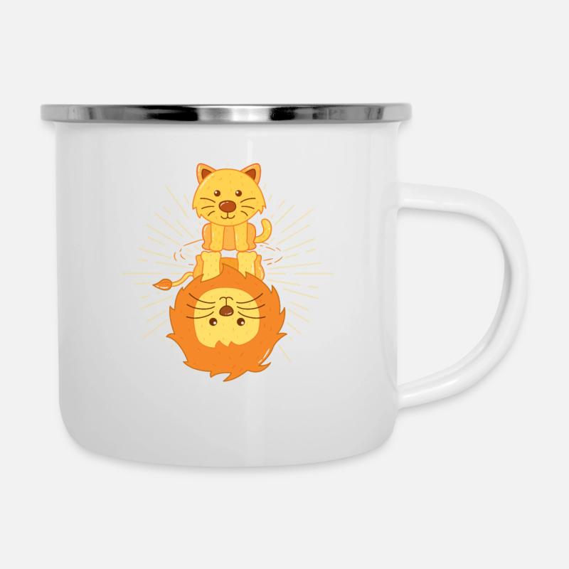Chat miroir Lion, crois en toi, chemise douce - Tasse émaillée - blanc