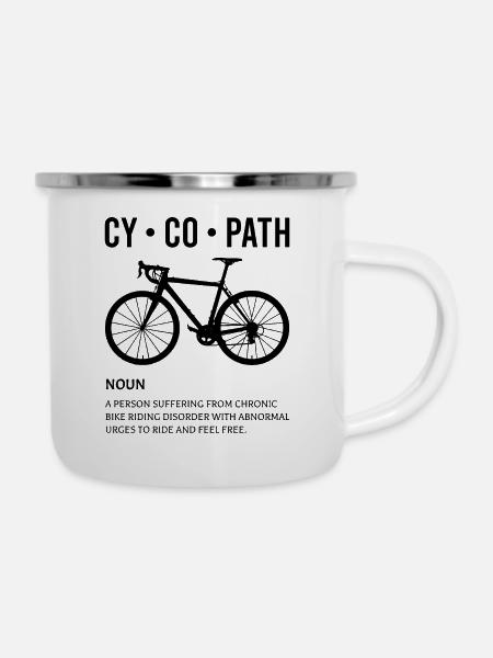 Fahrradfahrer - Emaille-Tasse - Weiß
