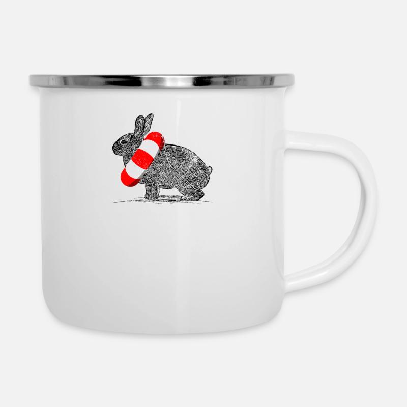Funny Swimming Ring Rabbit Gift - Camper Mug - white