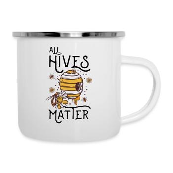 Bienenstock Biene Imker Spruch - Emaille-Tasse - Weiß - Rechts