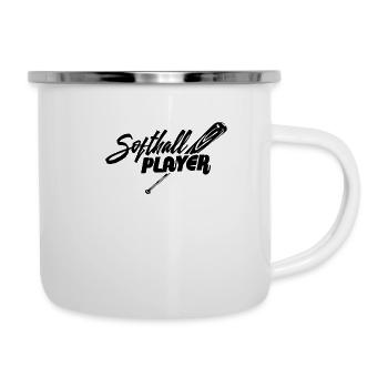 Softball - Emaille-Tasse - Weiß - Rechts