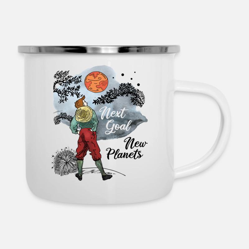 New Goal_New Planets - Emaille-Tasse - Weiß