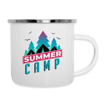 Summer Camp Sommer Camp Zelten Camping Lagerfeuer - Emaille-Tasse - Weiß - Rechts