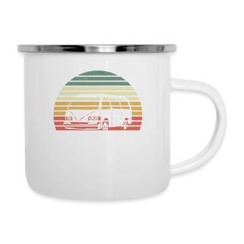 Retro Campervan Vintage Caravan Camping Van - Tasse émaillée - blanc - Droite