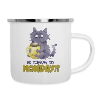 Kaffee-Katze - Emaille-Tasse - Weiß - Rechts
