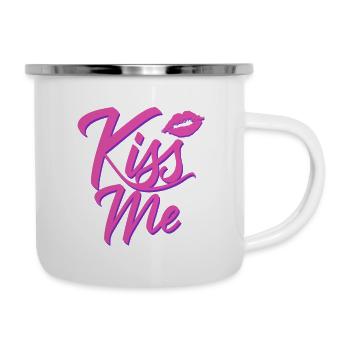 Kiss me - Emaille-Tasse - Weiß - Rechts