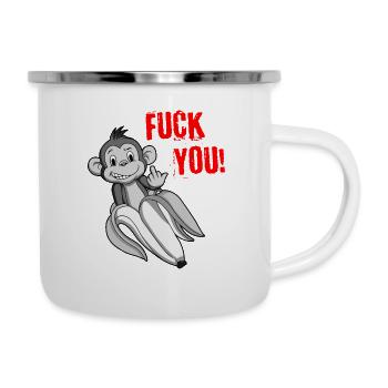 FUCK YOU MONKEY - middle finger monkey - Camper Mug - white - Right