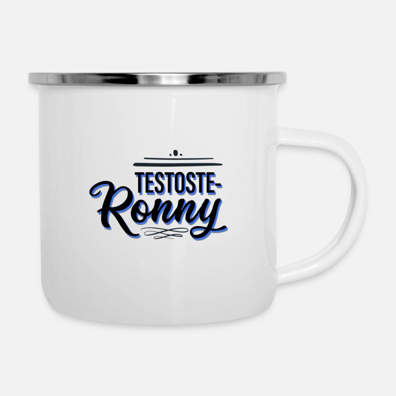 Testoste Ronny - Lustige Vornamen - Emaille-Tasse - Weiß