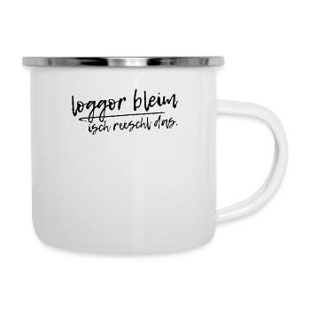 Sachsen Spruch sächsisch locker bleiben Dialekt - Emaille-Tasse - Weiß - Rechts