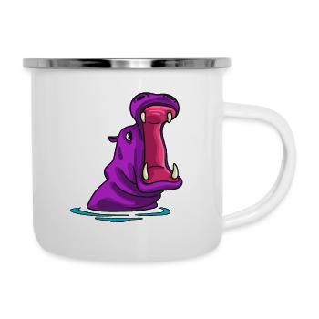 Hippo Nilpferd Flusspferd Safari Lustiges Süßes - Emaille-Tasse - Weiß - Rechts