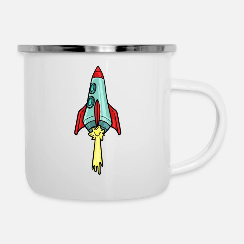 Rakete Space Shuttle Raumschiff Astronaut Weltall - Emaille-Tasse - Weiß