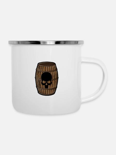 Gift Fass - Emaille-Tasse - Weiß