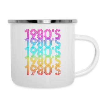 1980'er 80er Jahre - Emaille-Tasse - Weiß - Rechts