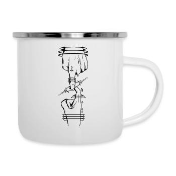 Anleitung zum Fingerhakeln - Emaille-Tasse - Weiß - Rechts