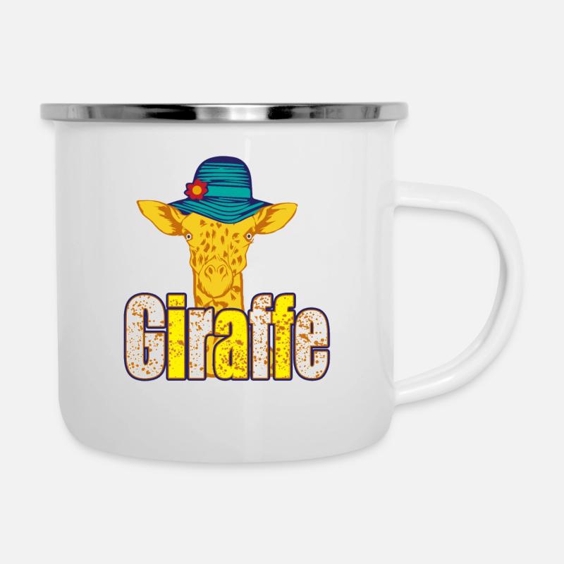 Giraffe - Emaille-Tasse - Weiß