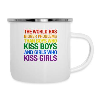 Gay Pride LGBT - The World Has Bigger Problems - Camper Mug - white - Right