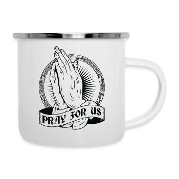 Praying Hands Pray for us Betende Hände Gott Beten - Emaille-Tasse - Weiß - Rechts
