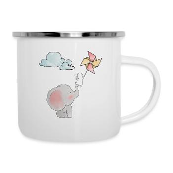 Elephant and Sweet Bunny Colorful Pinwheel - Camper Mug - white - Right