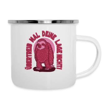 Faultier Faultiere Faulenzer Faul Modus Geschenk - Emaille-Tasse - Weiß - Rechts