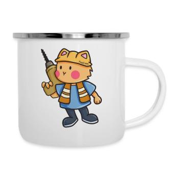Cat drill construction site helmet kids gift - Camper Mug - white - Right
