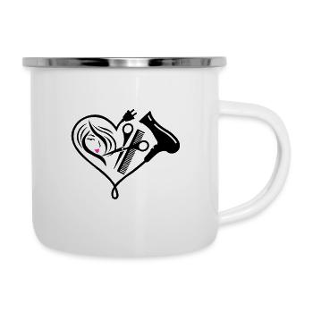 Friseur Tee - Emaille-Tasse - Weiß - Rechts