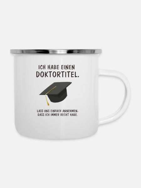 Doktortitel - Emaille-Tasse - Weiß