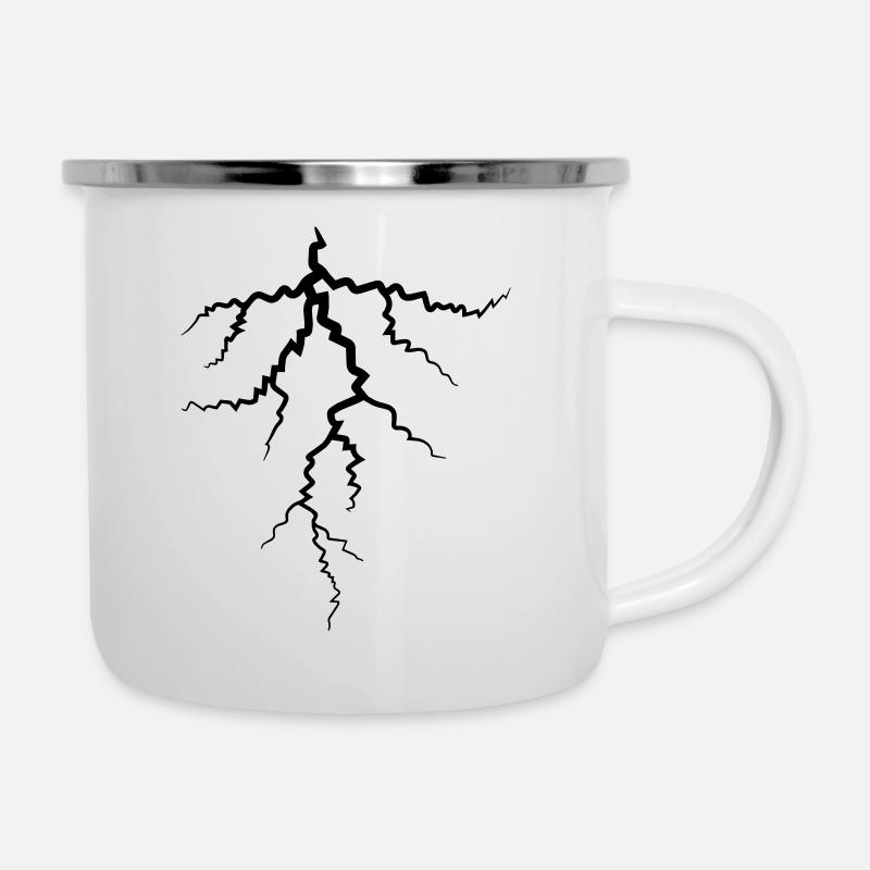 blitz donner wetter unwetter sturm elektrisch stro - Emaille-Tasse - Weiß