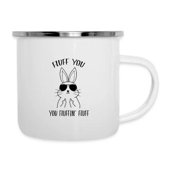 FLUFF YOU Funny rabbit shows middle finger - Camper Mug - white - Right