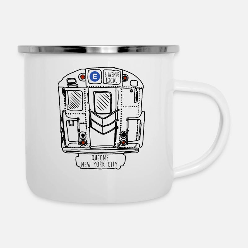 New York U-Bahn Queens E Zug - Emaille-Tasse - Weiß