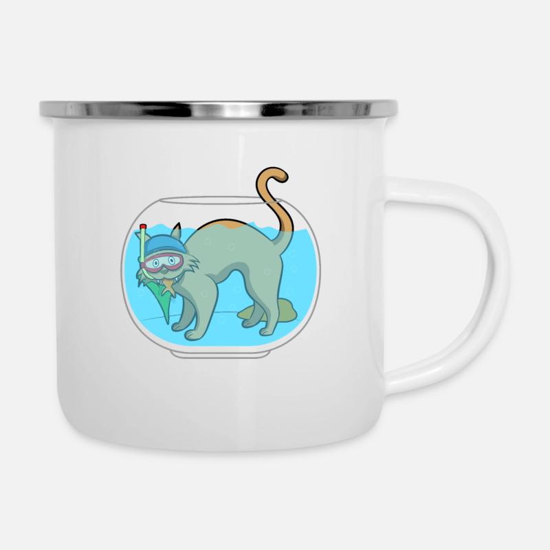 PECHE DE CHASSE A LA PECHE - Tasse émaillée - blanc