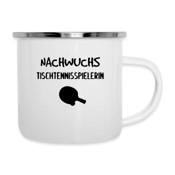 Nachwuchs Tischtennisspielerin Geburt Geschenk - Emaille-Tasse - Weiß - Rechts