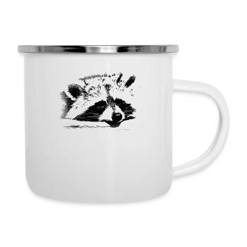 Raton laveur mignon - Tasse émaillée - blanc - Droite