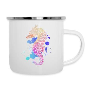 Women's Colorful Sea Horse Sea Animal - Tasse émaillée - blanc - Droite