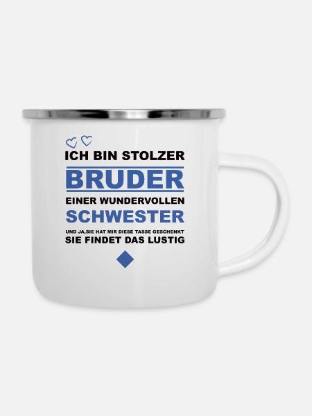 Stolzer Bruder - Emaille-Tasse - Weiß