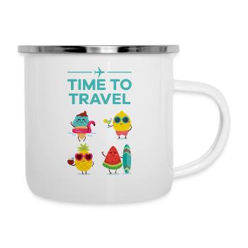 Time to travel Fruits and fruit on the road - Camper Mug - white - Right