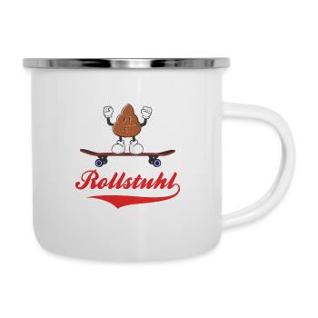 Rollstuhl Skateboard - Emaille-Tasse - Weiß - Rechts