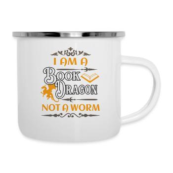 Books dragon reading worm fantasy novels fan - Camper Mug - white - Right