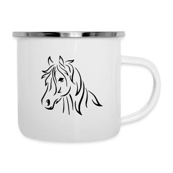 Pferdekopf - Emaille-Tasse - Weiß - Rechts