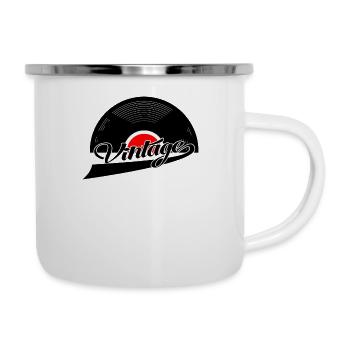 disque vinyle vintage - Tasse émaillée - blanc - Droite