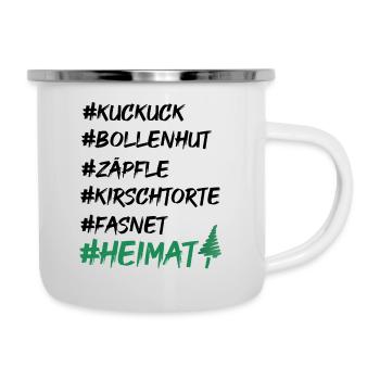 Schwarzwald Heimat Bollenhut Kuckuck T-Shirt - Emaille-Tasse - Weiß - Rechts