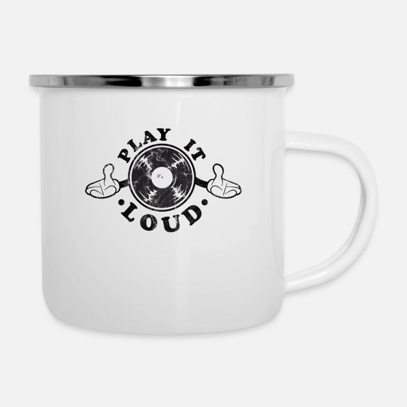 DJ Vinyl Play it loud Retro - Camper Mug - white