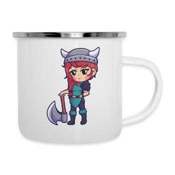 Viking girl ax warrior woman - Camper Mug - white - Right