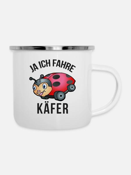 Marienkäfer Auto - Emaille-Tasse - Weiß