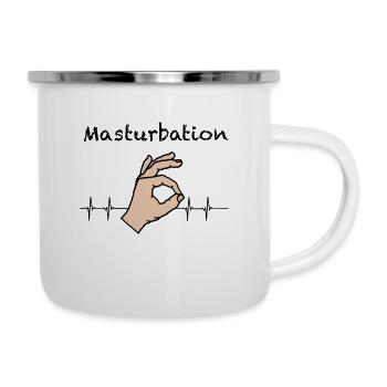 Masturbation Man Witty Jerking Off Sperm Sex Saying - Camper Mug - white - Right